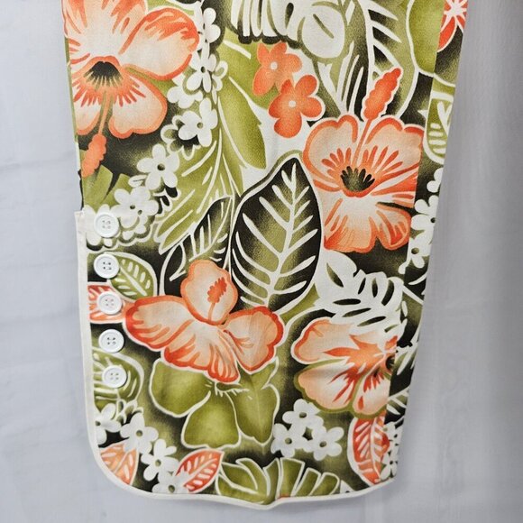 Island Republic Green Orange Floral Topical Beach Hawaiian Cropped Pants Size 2 - Picture 4 of 11